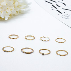 Mariage titanique réglable Ring Set Alloy Gold Transparent Diamond Ring 5pcs d'étreinte