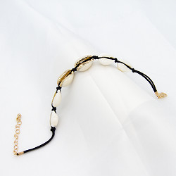 Les femmes ont perlé la corde Shell blanc 21mm de noir de bracelet de pierre gemme longtemps