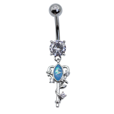 Forme principale bleue d'acier inoxydable d'Opal Gem Body Piercing Jewelry 14ga 316