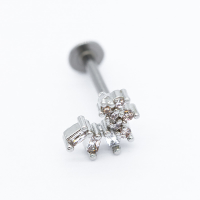 Boucle d'oreille claire de goujon des bijoux 16G 8mm Labret de perforations de Labret de gemmes de Zircon