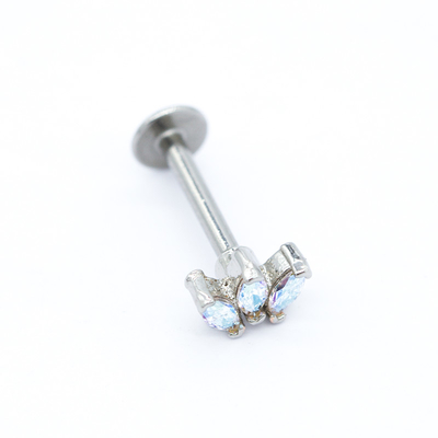 316 barre perçante Opal Labret Stud des bijoux 16G 8mm d'acier inoxydable Labret longue