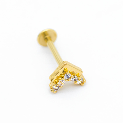 Goujon clair 16ga 1.2mm de nez de Labret de forme de v de Crystal Gems Labret Piercing Jewelry