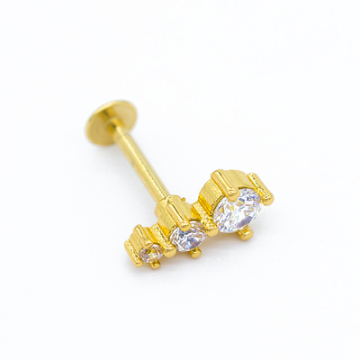 acier inoxydable perçant du goujon 316L de lèvre d'or de bijoux de Labret de gemmes du Zircon 16ga
