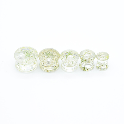 Fleurs sèches à l'intérieur du Faux acrylique 2G opale de bijoux de perforation de tunnel d'oreille