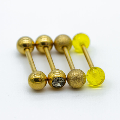 Perles acryliques 4pcs par lune 14G d'or perçante des bijoux 16mm d'anneau réglé de langue