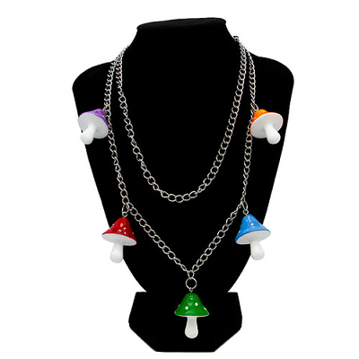 Femmes posées Chunky Chain Link Necklace de collier d'acier inoxydable de champignon