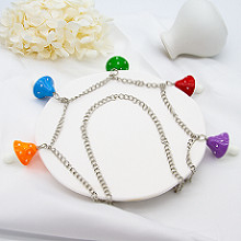 Femmes posées Chunky Chain Link Necklace de collier d'acier inoxydable de champignon