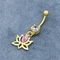 L'or de bijoux de 316 d'acier inoxydable perforations de corps a plaqué Lotus Dangle Pink Gem
