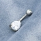 La larme ronde de bijoux de perforations de corps laissent tomber le zircon 10mm de Crystal Belly Ring Double