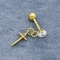 L'oreille claire d'or de gemmes de la CZ cloute des boucles d'oreille de perforation d'hélice que 16G avec la croix balancent