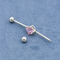Perforations en acier chirurgicales industrielles des bijoux 40mm de barre de pierre rose de Zircon